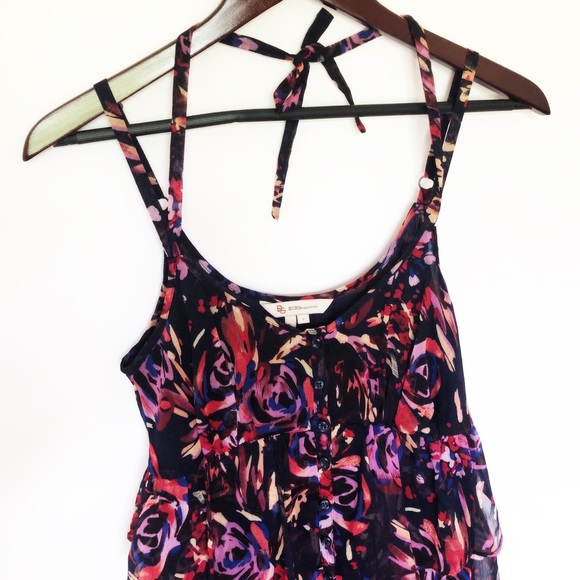 BCBGeneration Tiered Ruffle Floral Halter Dress Sm - Picture 2 of 8